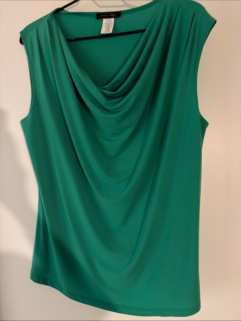 Anne Klein Sleeveless Draped Cowl Neck Camisole in Teal Green